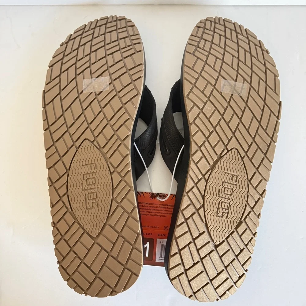 Flojos Men Black Flip Flops NWT Size 11